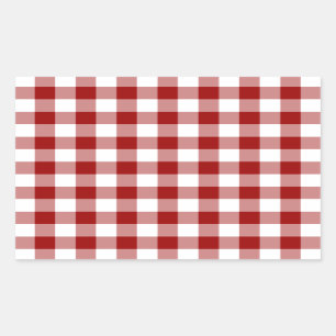 Red and White Gingham Pattern Rechteckiger Aufkleber