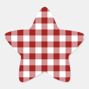 Red and White Gingham Pattern Stern-Aufkleber