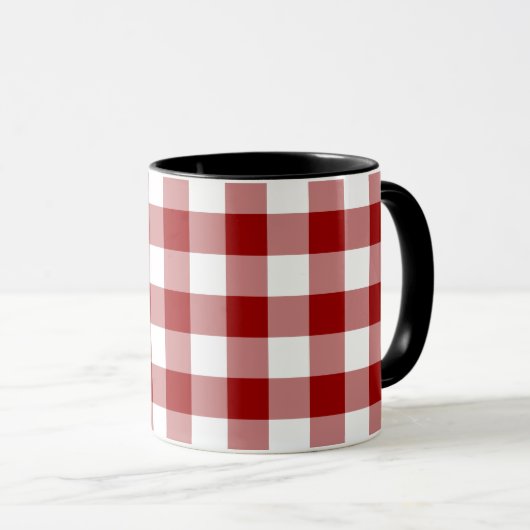Red and White Gingham Pattern Tasse (VorderseiteRechts)