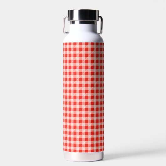Red and White Gingham Quilt Pattern Trinkflasche (Vorne)