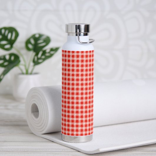 Red and White Gingham Quilt Pattern Trinkflasche (Yoga)