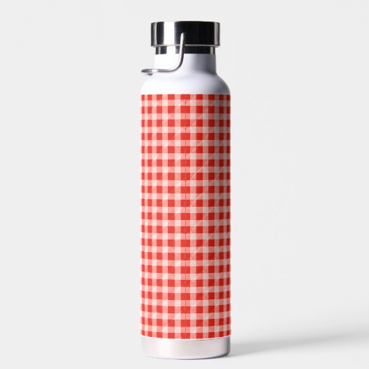 Red and White Gingham Quilt Pattern Trinkflasche (Rechts)