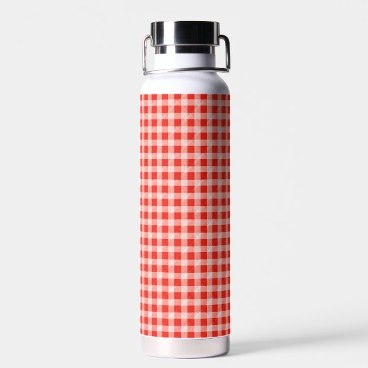 Red and White Gingham Quilt Pattern Trinkflasche (Rückseite)