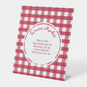 Red and White Gingham Sign for Bauern Market Sockelschild (Vorderseite)