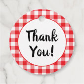 Red and White Gingham Vielen Dank Geschenkanhänger (Vorderseite)