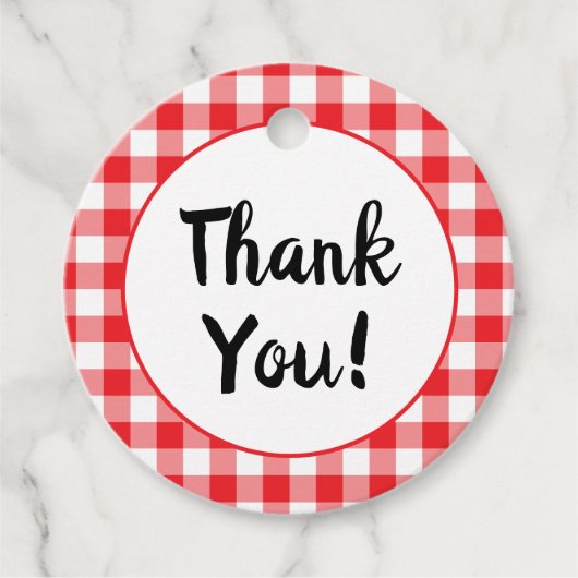 Red and White Gingham Vielen Dank Geschenkanhänger (Vorderseite)