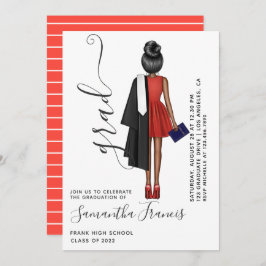 Red and White Girl Graduation Party Einladung