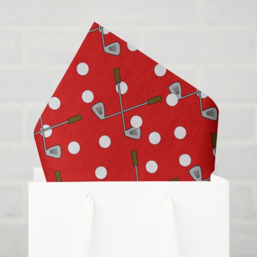 Red And White Golf Balls And Clubs Seidenpapier (Geschenktüte)