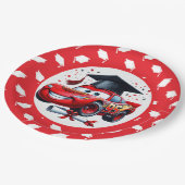 Red And White Graduation Kindergarten  Pappteller (Schrägansicht)