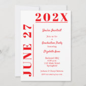 Red and White Graduation Party Einladung (Vorderseite)