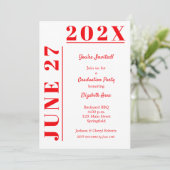 Red and White Graduation Party Einladung (Stehend Vorderseite)