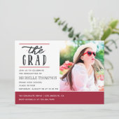 Red and White Graduation Party Einladung (Stehend Vorderseite)