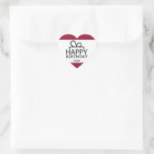 Red and White Happy Birthday Geschenkdesign Herz-Aufkleber (Tasche)