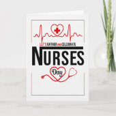 Red and White Heart and Stethoscope Nurses Day Karte (Vorderseite)