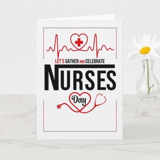 Red and White Heart and Stethoscope Nurses Day Karte (Kleine Pflanze)