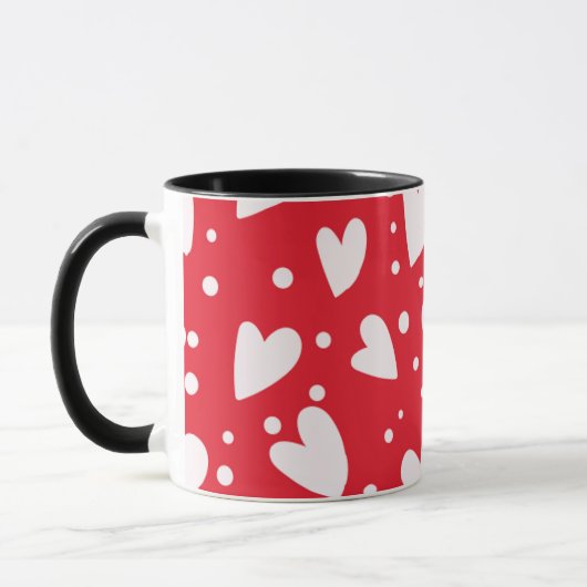Red and White Heart Pattern | Cute Valentine Love Tasse (Links)
