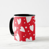 Red and White Heart Pattern | Cute Valentine Love Tasse (Vorderseite Links)