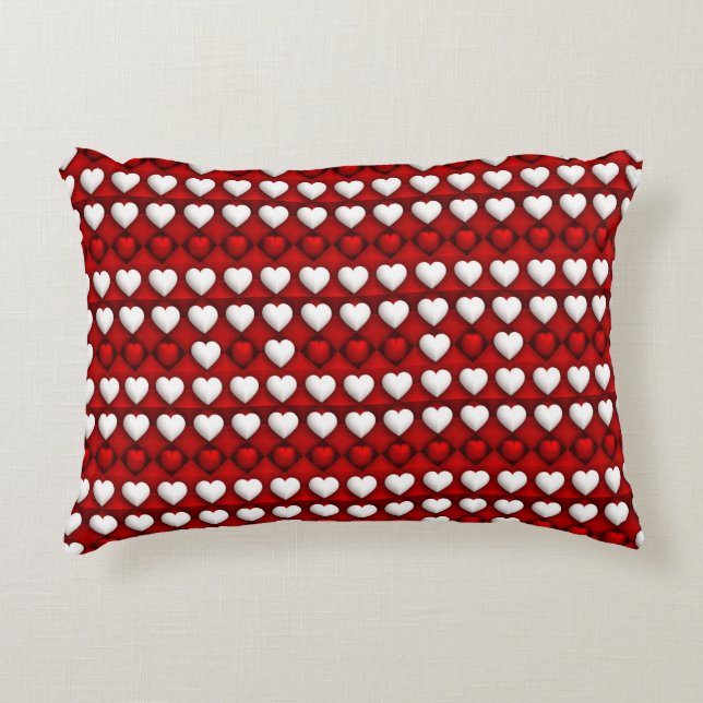 Red And White Heart Pattern Dekokissen (Vorderseite)
