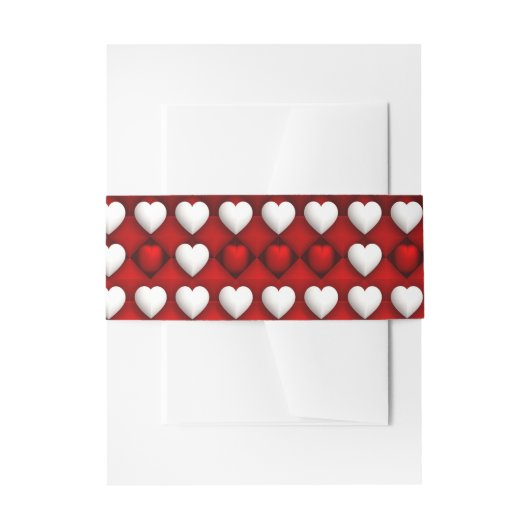 Red And White Heart Pattern Einladungsbanderole (Vorderseite Beispiel)