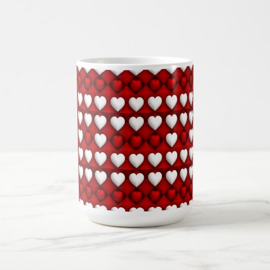 Red And White Heart Pattern Kaffeetasse (Mittel)
