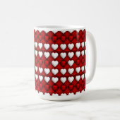 Red And White Heart Pattern Kaffeetasse (VorderseiteRechts)