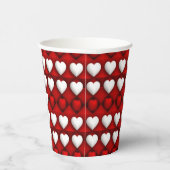 Red And White Heart Pattern Pappbecher (Rechts)
