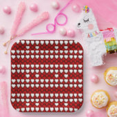 Red And White Heart Pattern Pappteller (Party)