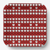 Red And White Heart Pattern Pappteller (Vorderseite)