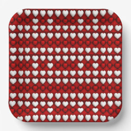 Red And White Heart Pattern Pappteller
