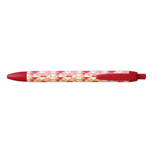 Red and White Hearts Pattern Pen Kugelschreiber (Rückseite)