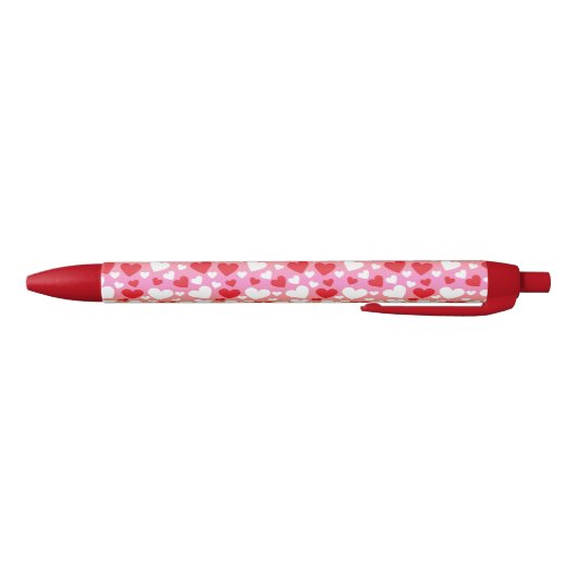 Red and White Hearts Pattern Pen Kugelschreiber (Unterseite)