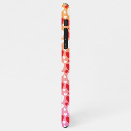 Red and White Hearts Pattern Phone Case iPhone Hülle (Linke Seite)