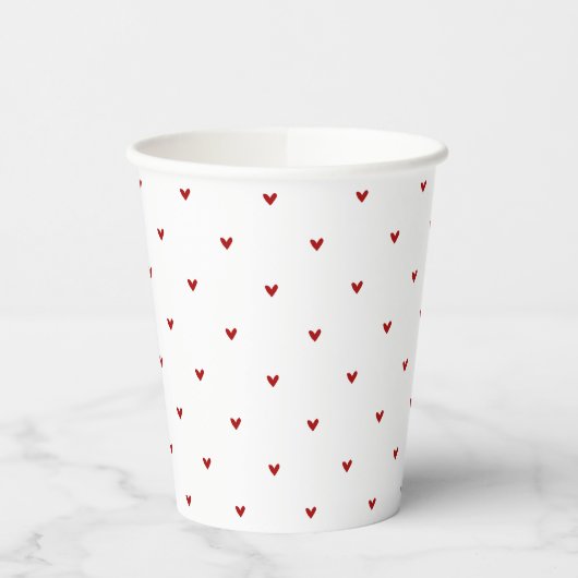 Red and White Hearts Pattern Valentine's Day Pappbecher (Links)