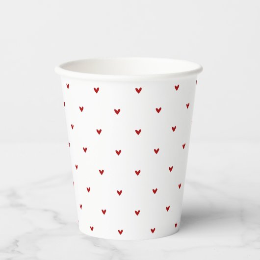 Red and White Hearts Pattern Valentine's Day Pappbecher (Vorderseite)