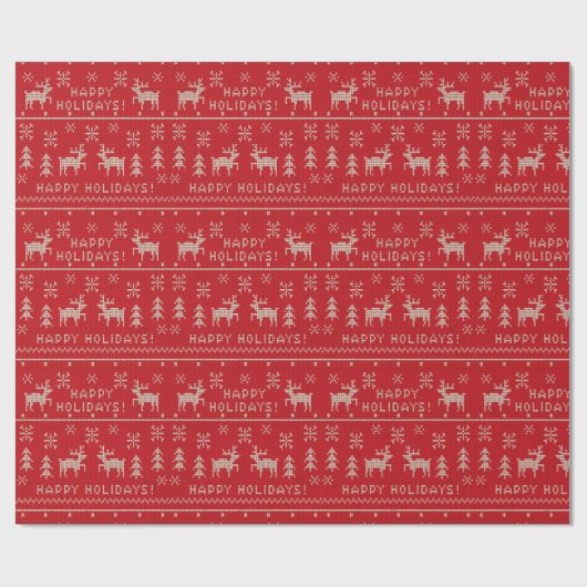 Red and White Holiday Ugly Sweater Geschenkpapier (Flach)