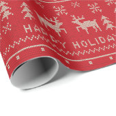 Red and White Holiday Ugly Sweater Geschenkpapier (Rolleneckpunkt)