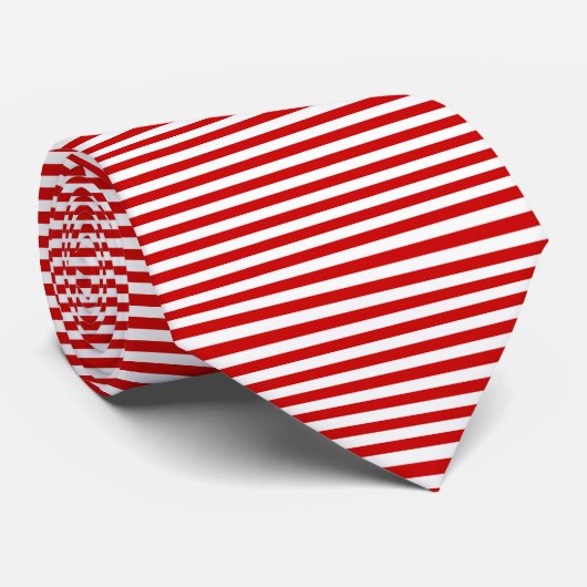 Red and white horizontal striped neck tie krawatte (Gerollt)