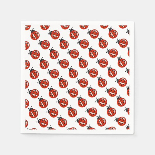 Red and White Ladybugs Paper Napkins Serviette (Vorderseite)