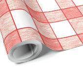 Red and White Large Gingham Checkerboard Muster Geschenkpapier (Rolleneckpunkt)