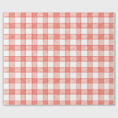 Red and White Large Gingham Checkerboard Muster Geschenkpapier (Flach)