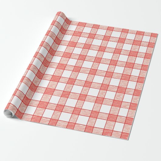 Red and White Large Gingham Checkerboard Muster Geschenkpapier (Ungerollt)