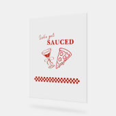 Red and White Let's Get Sauced Bachelorette Acrylschild (Winkel)