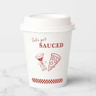 Red and White Let's Get Sauced Bachelorette Pappbecher
