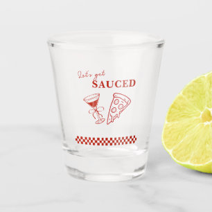 Red and White Let's Get Sauced Bachelorette Schnapsglas