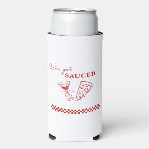 Red and White Let's Get Sauced Bachelorette Selters Dosenkühler
