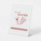 Red and White Let's Get Sauced Bachelorette Sockelschild (Vorderseite)