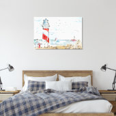 Red and White Lighthouse Scene Leinwanddruck (Insitu (Schlafzimmer))