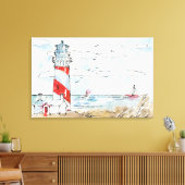 Red and White Lighthouse Scene Leinwanddruck (Insitu (Wohnzimmer))