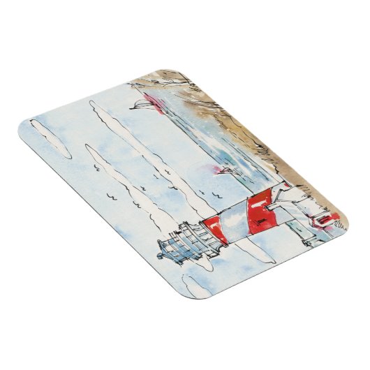 Red and White Lighthouse Scene Magnet (Rechte Seite)