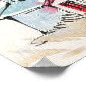 Red and White Lighthouse Scene Poster (Ecke)